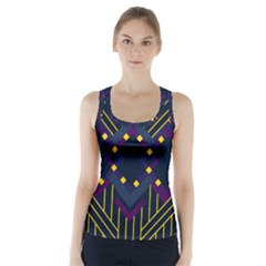 Line Square Pattern Violet Blue Yellow Design Racer Back Sports Top by Ravend