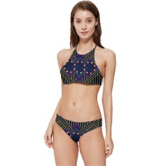 Line Square Pattern Violet Blue Yellow Design Banded Triangle Bikini Set by Ravend