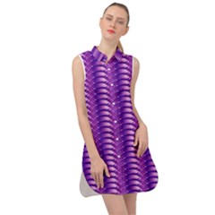 Purple Textile Vibrant Decor 3d Sleeveless Shirt Dress