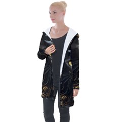 Ai Generated Cat Moon Feline Cute Longline Hooded Cardigan by Ravend