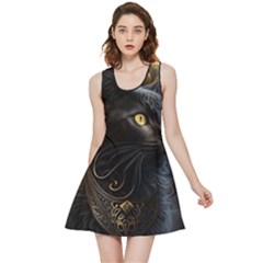 Ai Generated Cat Moon Feline Cute Inside Out Reversible Sleeveless Dress by Ravend