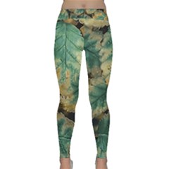 Colored Close Up Plants Leaves Pattern Classic Yoga Leggings by dflcprintsclothing