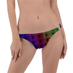 Rainbow Grid Form Abstract Background Graphic Ring Detail Bikini Bottoms