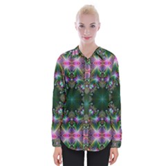 Kaleidoscope Digital Kaleidoscope Fractal Mirrored Womens Long Sleeve Shirt