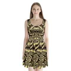 Background Fractal Sample Fantasy Texture Design Split Back Mini Dress 