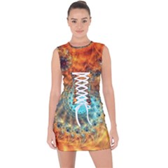 Fractal Math Abstract Mysterious Mystery Vortex Lace Up Front Bodycon Dress by Ravend