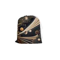 Space Futuristic Technology Digital Ai Generated Drawstring Pouch (small)