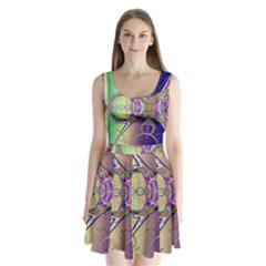 Fractal Abstract Digital Art Art Colorful Split Back Mini Dress 