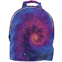 Fractal Fractals Spiral Vortex Blue Dark Art Mini Full Print Backpack by Ravend