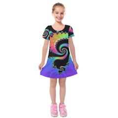 Fractal Spiral Vortex Swirl Whirlpool Math Kids  Short Sleeve Velvet Dress