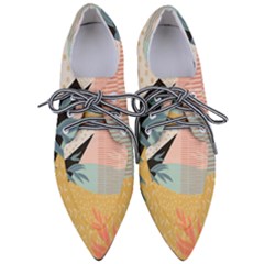 Leaves Pattern Design Colorful Decorative Texture Pointed Oxford Shoes