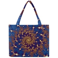 Fractal Spiral Art Pattern Blue Design Mini Tote Bag by Ravend
