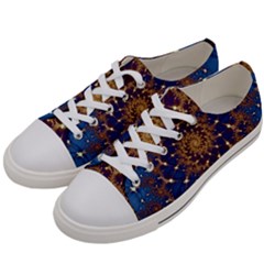 Fractal Spiral Art Pattern Blue Design Men s Low Top Canvas Sneakers