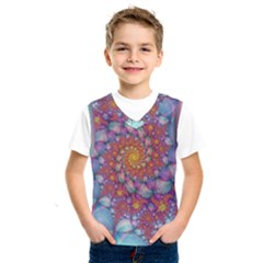 Fractals Abstract Art Cyan Spiral Vortex Pattern Kids  Basketball Tank Top