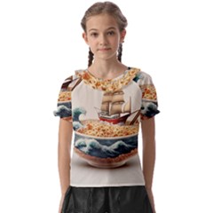 Ai Generated Noodles Pirate Chinese Food Food Kids  Frill Chiffon Blouse by danenraven