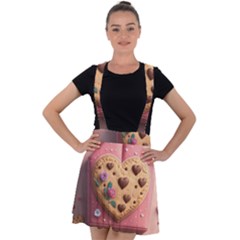 Cookies Valentine Heart Holiday Gift Love Velvet Suspender Skater Skirt by danenraven