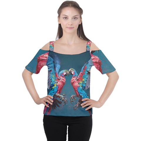 Birds Parrots Love Ornithology Species Fauna Cutout Shoulder Tee by danenraven