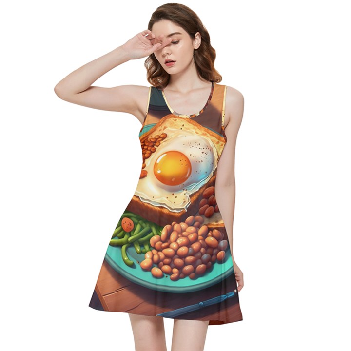 Ai Generated Breakfast Egg Beans Toast Plate Inside Out Racerback Dress