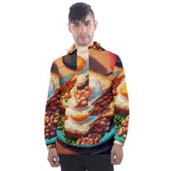 Ai Generated Breakfast Egg Beans Toast Plate Men s Front Pocket Pullover Windbreaker by danenraven