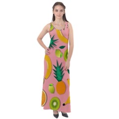 Fruits Tropical Pattern Design Art Sleeveless Velour Maxi Dress