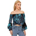 Art Ai Generated Cherry Blossom Blossoms Off Shoulder Flutter Bell Sleeve Top View3