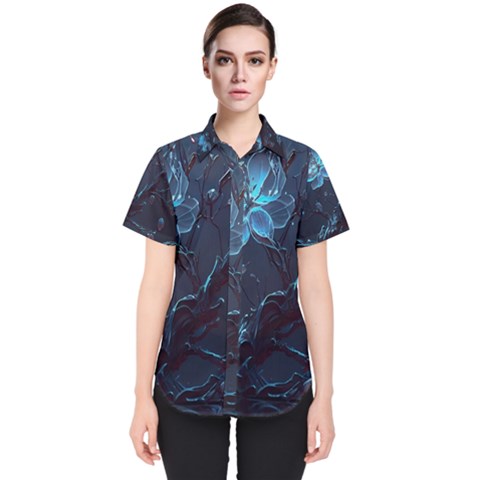 Ai Generated Cherry Blossom Blossoms Art Women s Short Sleeve Shirt by Ravend