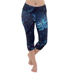 Ai Generated Cherry Blossom Blossoms Art Lightweight Velour Capri Yoga Leggings