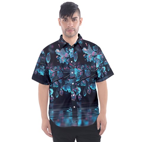 Ai Generated Cherry Blossom Men s Short Sleeve Shirt by Ravend