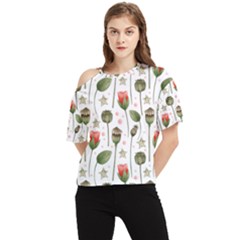 Poppies Red Poppies Red Flowers One Shoulder Cut Out Tee