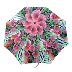 Adorned Watercolor Flowers Folding Umbrellas by GardenOfOphir