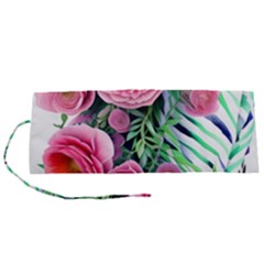Adorned Watercolor Flowers Roll Up Canvas Pencil Holder (s) by GardenOfOphir