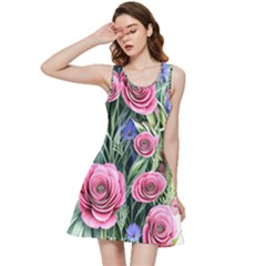 Attention-getting Watercolor Flowers Inside Out Racerback Dress by GardenOfOphir