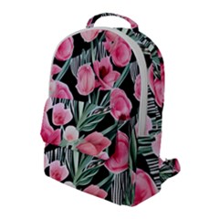 Expressive Watercolor Flowers Botanical Foliage Flap Pocket Backpack (large) by GardenOfOphir