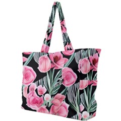 Expressive Watercolor Flowers Botanical Foliage Simple Shoulder Bag by GardenOfOphir