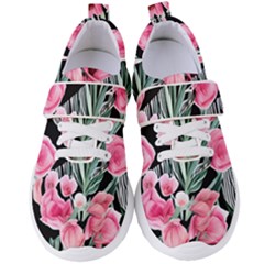 Expressive Watercolor Flowers Botanical Foliage Women s Velcro Strap Shoes by GardenOfOphir
