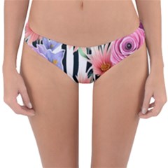 Delightful Watercolor Flowers And Foliage Reversible Hipster Bikini Bottoms by GardenOfOphir