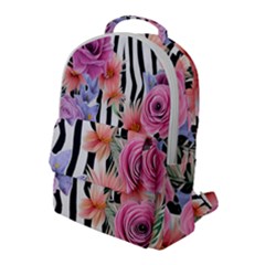 Delightful Watercolor Flowers And Foliage Flap Pocket Backpack (large) by GardenOfOphir