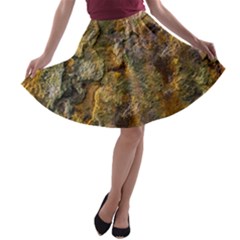 Rusty Orange Abstract Surface A-line Skater Skirt by dflcprintsclothing