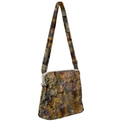 Rusty Orange Abstract Surface Zipper Messenger Bag by dflcprintsclothing