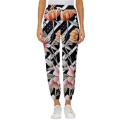 Celestial Watercolor Flowers Cropped Drawstring Pants by GardenOfOphir