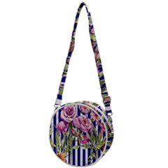 Classy And Chic Watercolor Flowers Crossbody Circle Bag by GardenOfOphir
