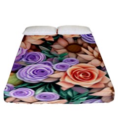 Cheerful And Captivating Watercolor Flowers Fitted Sheet (king Size) by GardenOfOphir