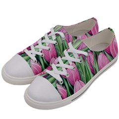 Cheerful Watercolor Flowers Women s Low Top Canvas Sneakers by GardenOfOphir