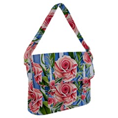 Chic Watercolor Flowers Buckle Messenger Bag by GardenOfOphir