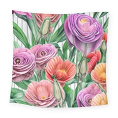 Captivating Watercolor Flowers Square Tapestry (large) by GardenOfOphir