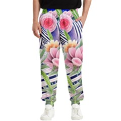 Luxurious Watercolor Flowers Men s Elastic Waist Pants by GardenOfOphir
