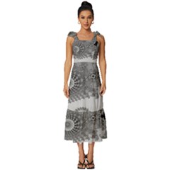 Apple Males Almond Bread Abstract Tie-strap Tiered Midi Chiffon Dress by Ravend