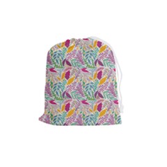 Leaves Colorful Leaves Seamless Design Leaf Drawstring Pouch (medium) by Ravend