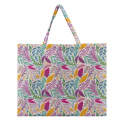 Leaves Colorful Leaves Seamless Design Leaf Zipper Large Tote Bag by Ravend