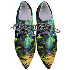 Rainforest Jungle Cartoon Animation Background Pointed Oxford Shoes